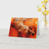 ハロウィーン猫カード カード (黄色い花)