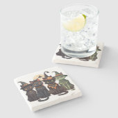 ハロウィーン猫コースター、キャットコースター、ハロウィーン ストーンコースター (横)