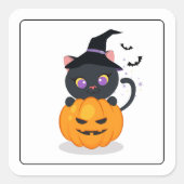 ハロウィーン猫ステッカー スクエアシール (正面)