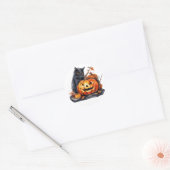 ハロウィーン猫ステッカー ラウンドシール (封筒)