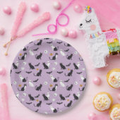 ハロウィーン猫パープル ペーパープレート (パーティー)