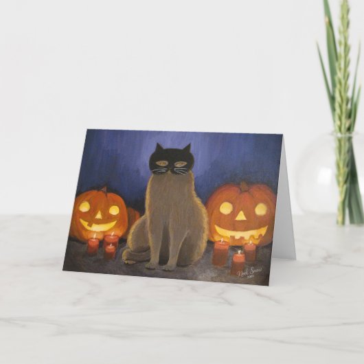 ハロウィーン猫マスク&ジャック・オランタン カード (正面)