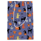 ハロウィーン猫不気味紫 ミディアムペーパーバッグ (正面)