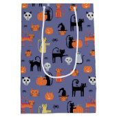 ハロウィーン猫不気味紫 ミディアムペーパーバッグ (裏面)