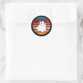 ハロウィーン猫幽霊レトロ ラウンドシール (バッグ)