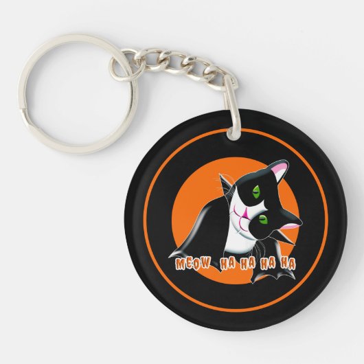 ハロウィーン猫 キーホルダー (正面)
