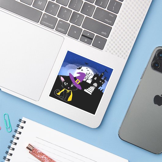 ハロウィーン猫 シール (ノートパソコンとiPhone)