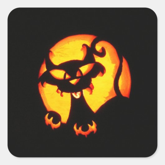 ハロウィーン猫 スクエアシール (正面)