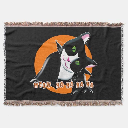 ハロウィーン猫 スローブランケット (正面)
