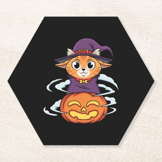 ハロウィーン猫 ペーパーコースター (正面)