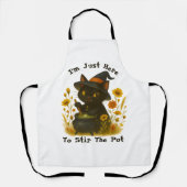 ハロウィーン猫 – ポットをかき混ぜるためにここにいる エプロン (正面)