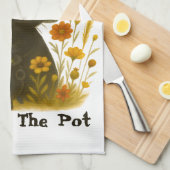 ハロウィーン猫 – ポットをかき混ぜるためにここにいる キッチンタオル (四つ折り)