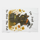 ハロウィーン猫 – ポットをかき混ぜるためにここにいる キッチンタオル (横)