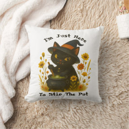 ハロウィーン猫 – ポットをかき混ぜるためにここにいる クッション