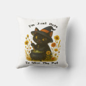 ハロウィーン猫 – ポットをかき混ぜるためにここにいる クッション (裏面)