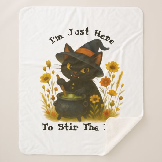 ハロウィーン猫 – ポットをかき混ぜるためにここにいる シェルパブランケット (正面)