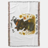 ハロウィーン猫 – ポットをかき混ぜるためにここにいる スローブランケット (正面縦)