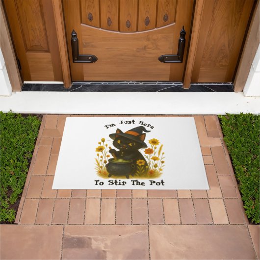 ハロウィーン猫 – ポットをかき混ぜるためにここにいる ドアマット (室外)