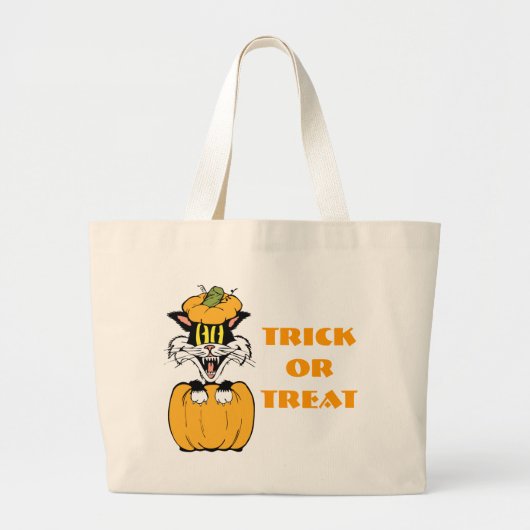 ハロウィーン猫 ラージトートバッグ (正面)