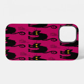 ハロウィーン猫：抽象芸術シームレス iPhoneケース (裏面横)