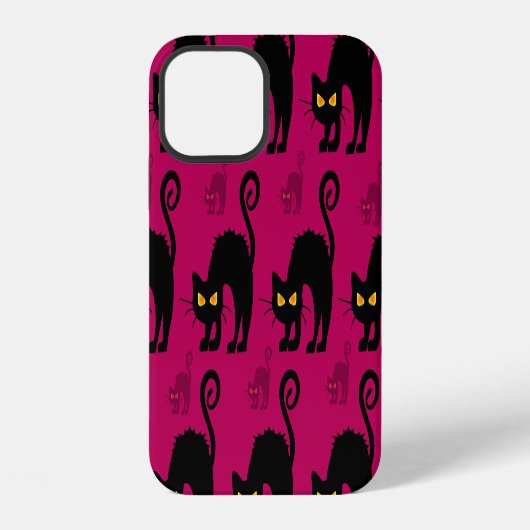 ハロウィーン猫：抽象芸術シームレス iPhoneケース (裏面)