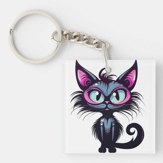 ハロウィーン猫#1デジタルアート キーホルダー (正面)