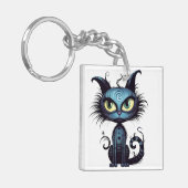 ハロウィーン猫#10デジタルアート キーホルダー (正面左)