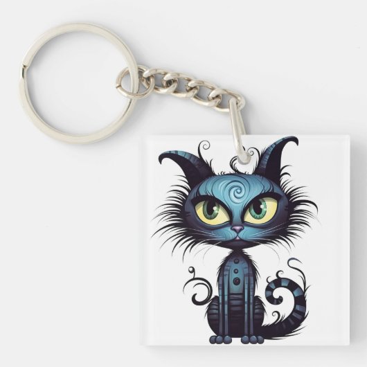 ハロウィーン猫#10デジタルアート キーホルダー (正面)