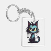 ハロウィーン猫#12デジタルアート キーホルダー (正面左)