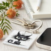 ハロウィーン猫#14デジタルアート キーホルダー (正面右)