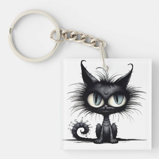 ハロウィーン猫#14デジタルアート キーホルダー (正面)
