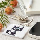 ハロウィーン猫#2デジタルアート キーホルダー (正面右)