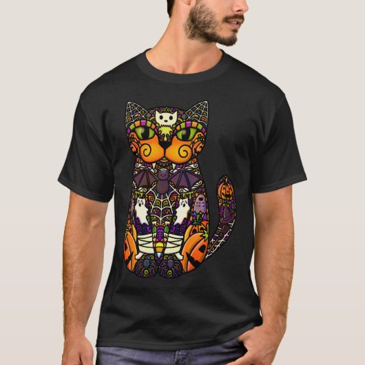 ハロウィーン猫 Tシャツ (正面)
