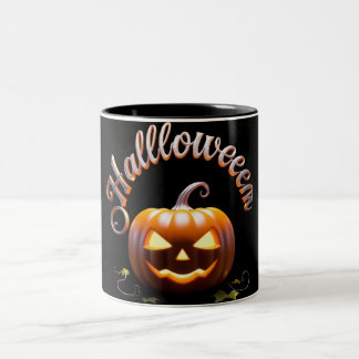 ハロウィーン用のかわいいカボチャのマグカップ – コーヒーに最適 ツートーンマグカップ