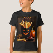 ハロウィーン用のカチャップ付きカボチャフライス Tシャツ (正面)