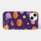 ハロウィーン用のカボチャのかわいい笑顔 iPhoneケース (裏面横)