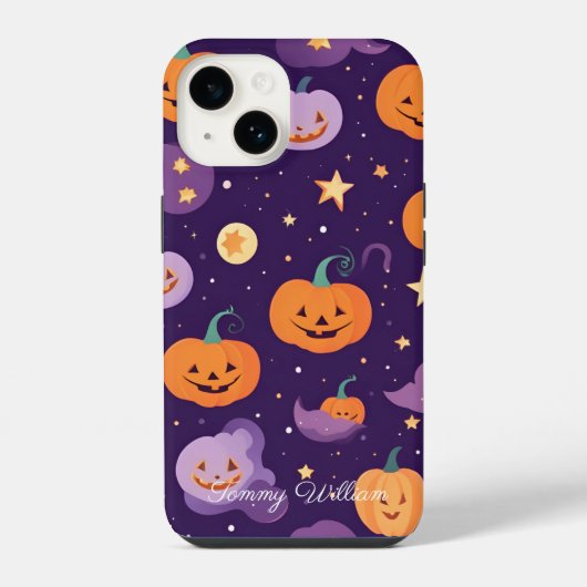 ハロウィーン用のカボチャのかわいい笑顔 iPhoneケース (裏面)