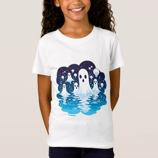 ハロウィーン用のシート面幽霊 Tシャツ (正面)