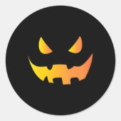 ハロウィーン用の恐ろしいカボチャ顔 ラウンドシール (正面)
