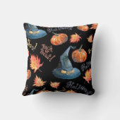 ハロウィーン用の継ぎ目のない模様で、ハロウィーン用のカボチャが描かれています。 クッション (裏面)