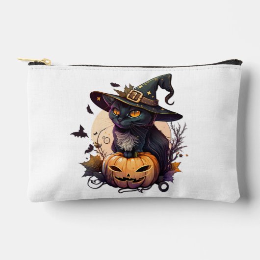 ハロウィーン用の魔猫 アクセサリーポーチ (正面)