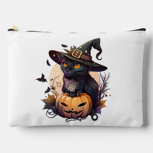ハロウィーン用の魔猫 アクセサリーポーチ (正面)