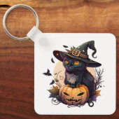 ハロウィーン用の魔猫 キーホルダー (正面)