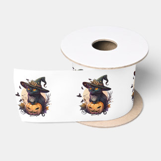 ハロウィーン用の魔猫 サテンリボン