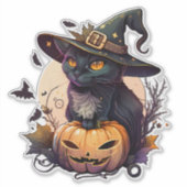 ハロウィーン用の魔猫 シール (正面)