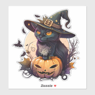 ハロウィーン用の魔猫 シール