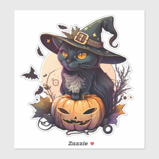 ハロウィーン用の魔猫 シール (シート)