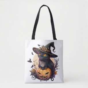 ハロウィーン用の魔猫 トートバッグ