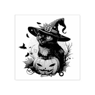 ハロウィーン用の魔猫 ラバースタンプ