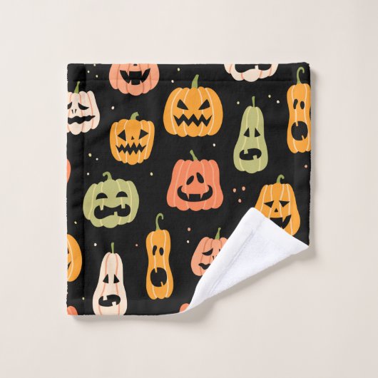 ハロウィーン用カボチャの継ぎ目のない模様。手が悪い ウォッシュタオル (ウォッシュタオル)